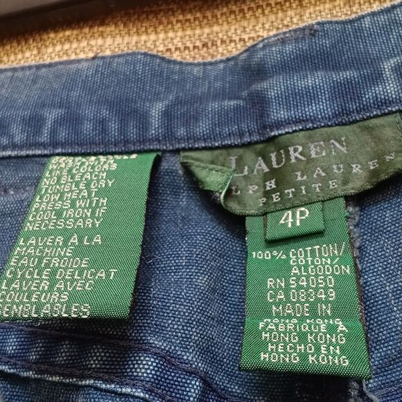 Lauren Ralph Lauren High Rise Blue Canvas Cotton Jeans - Picture 2 of 3